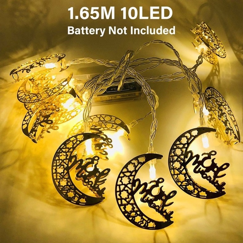 【COD】1.6m 10LED Lampu Hiasan Lebaran Idul Fitri Dekorasi  /Muslim Islamic Ramadhan Lampu Dekor/Idul Fitri Eid Mubarak Ramadan Led/Lampu Lebaran Idul Fitri