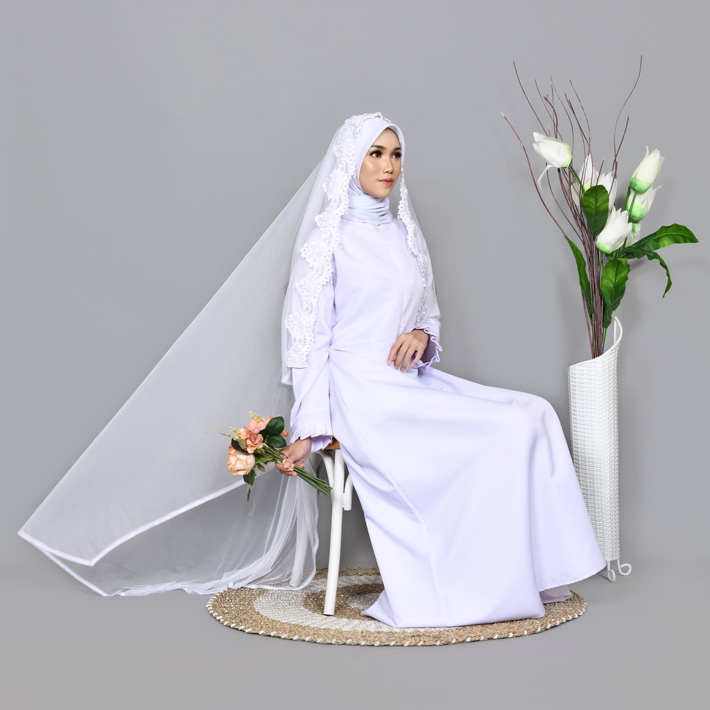 Slayer pengantin BORDIR NEW veil payet Mutiara veil sunting pelaminan wedding aksesoris fashion muslimah Hijab manten kerudung berkualtis