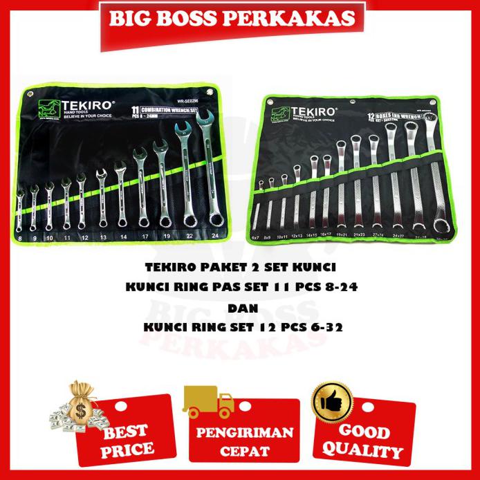 TEKIRO PAKET KUNCI RING PAS 11 PCS 8-24 DAN KUNCI RING SET 12 PCS 6-32