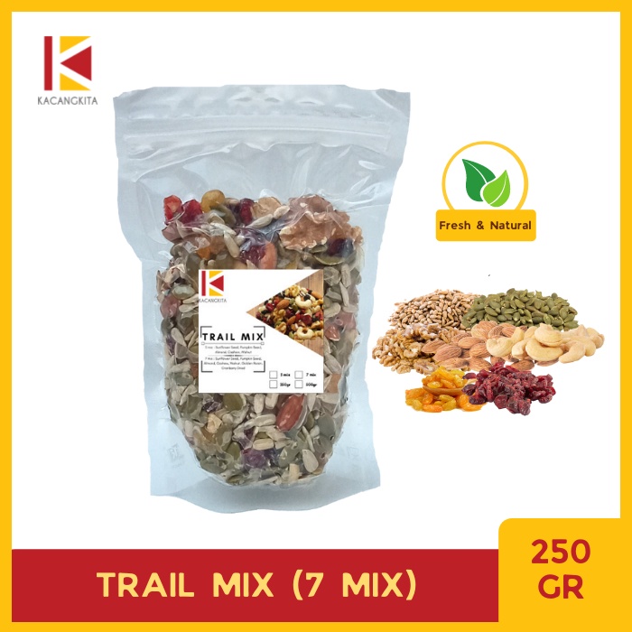 

Trail Mix 250gr -Sunflower Pumpkin Almond Mede Walnut Raisin Cranberry