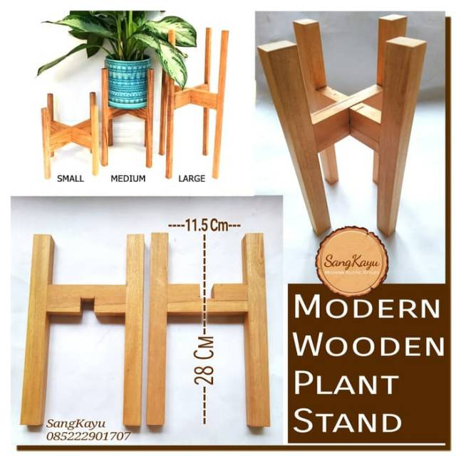 Modern Wooden plant stand 11,5x28 Cm stand pot tanaman vas bunga