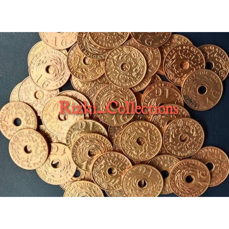 uang kuno KOIN 1 CENT BOLONG NEDERLANDSCH INDIE