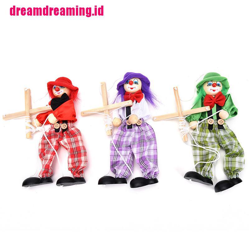 1pc Boneka Badut Marionette Bahan Kayu