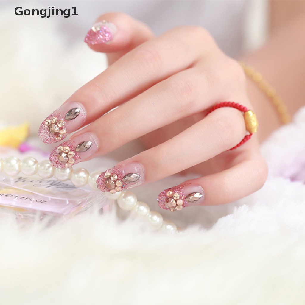 Gongjing1 24Pcs / Set Kuku Palsu Akrilik UV gel Untuk Nail art