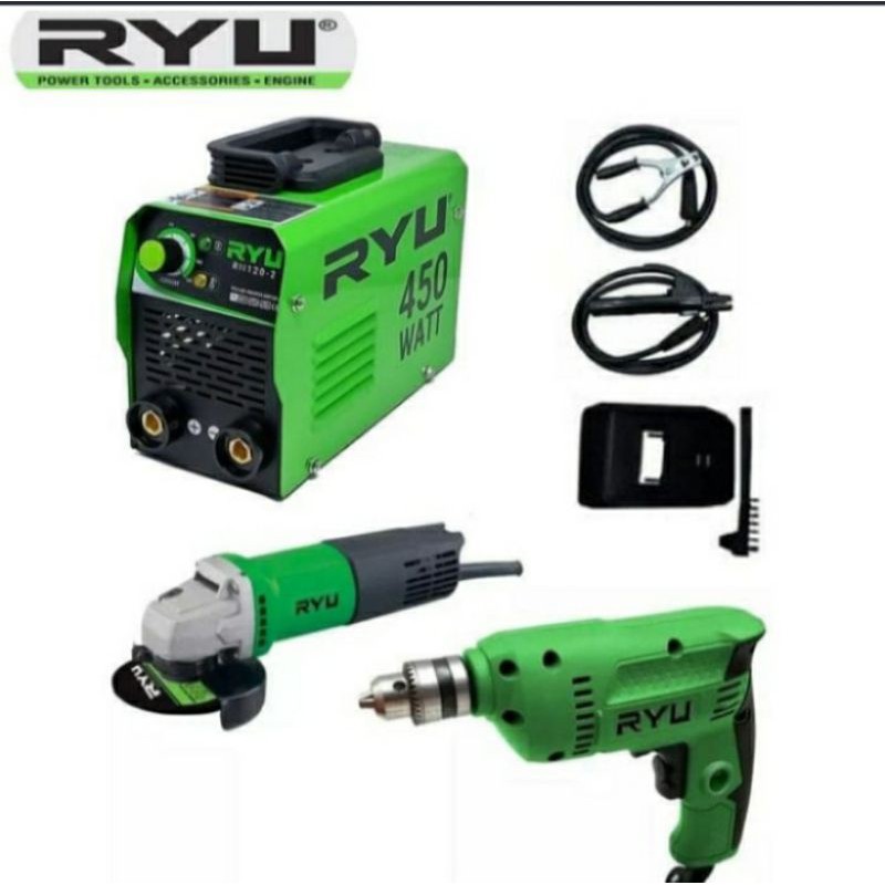 paket mesin las + bor 10mm + gerinda