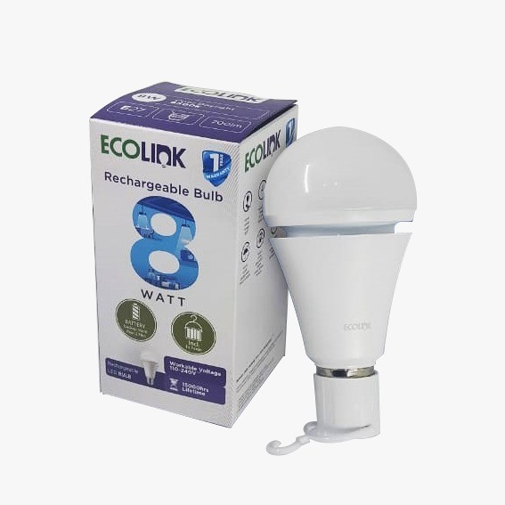 Jual Lampu Led Ecolink Emergency Bulb Rechargeable 8w 8watt Putih