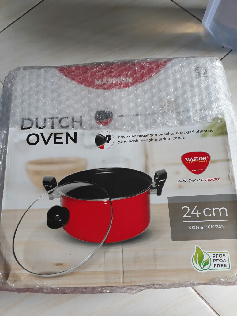 Maspion Blg Dutch Oven Panci Teflon Non-stick Anti Lengket Dutchoven 24 Cm - Merah