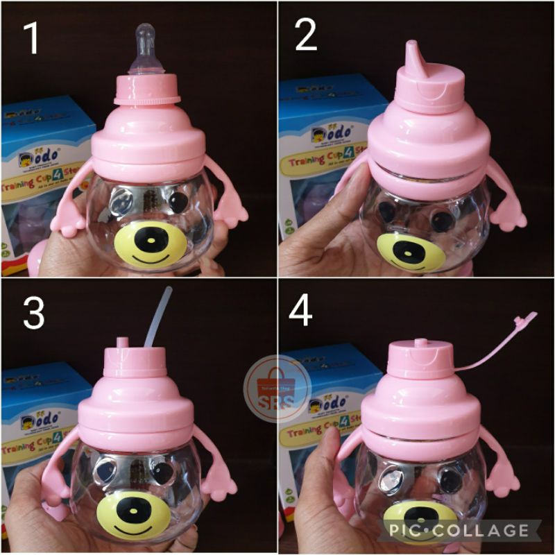 1 Set Dodo Training Cup 300ml 4 Step | Ninio Training Cup 3 Steps | BPA Free Non Toxic | Set Botol Minum Bayi 4 Tingkat 3m+