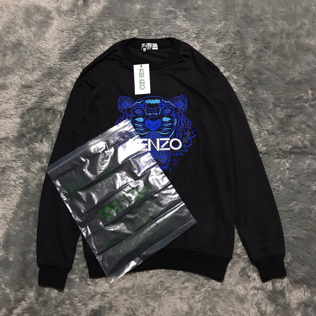 SWEATER CREWNECK KENZO EMBROIDERED TIGERBLUE HIGH MIRROR PREMIUM QUALITY TERLARIS