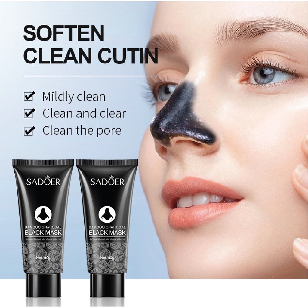 (IMPORT) SADOER Black Mask Masker Komedo Dan Jerawat Bamboo Charcoal Blackhead Remover