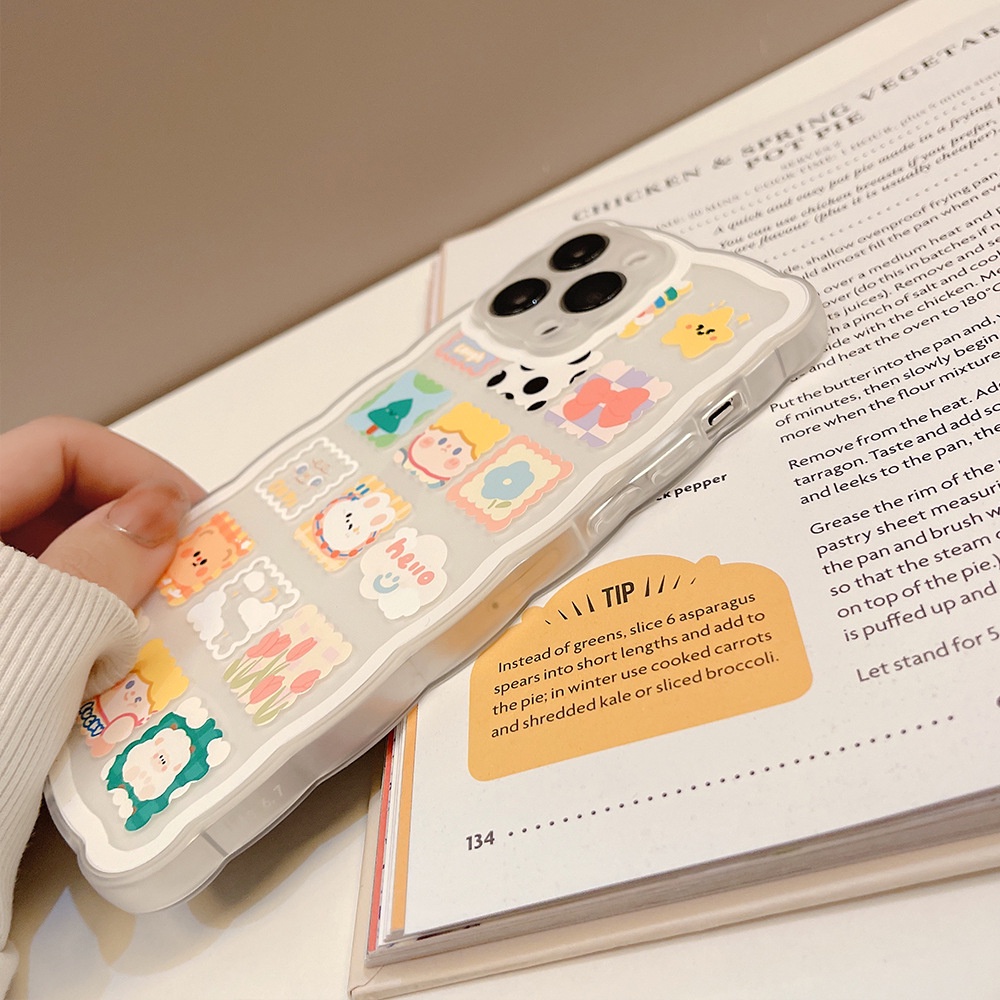 IPHONE Label Kartun Lucu Transparan Desain Sederhana Lembut Casing Ponsel Cover Untuk Iphone7 8 PLUS X XR XS 11 12 13 14 MINI PRO MAX SE 2020