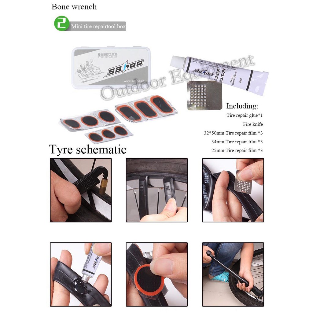 Alat Perlengkapan Reparasi Sepeda Tambal Ban Portable