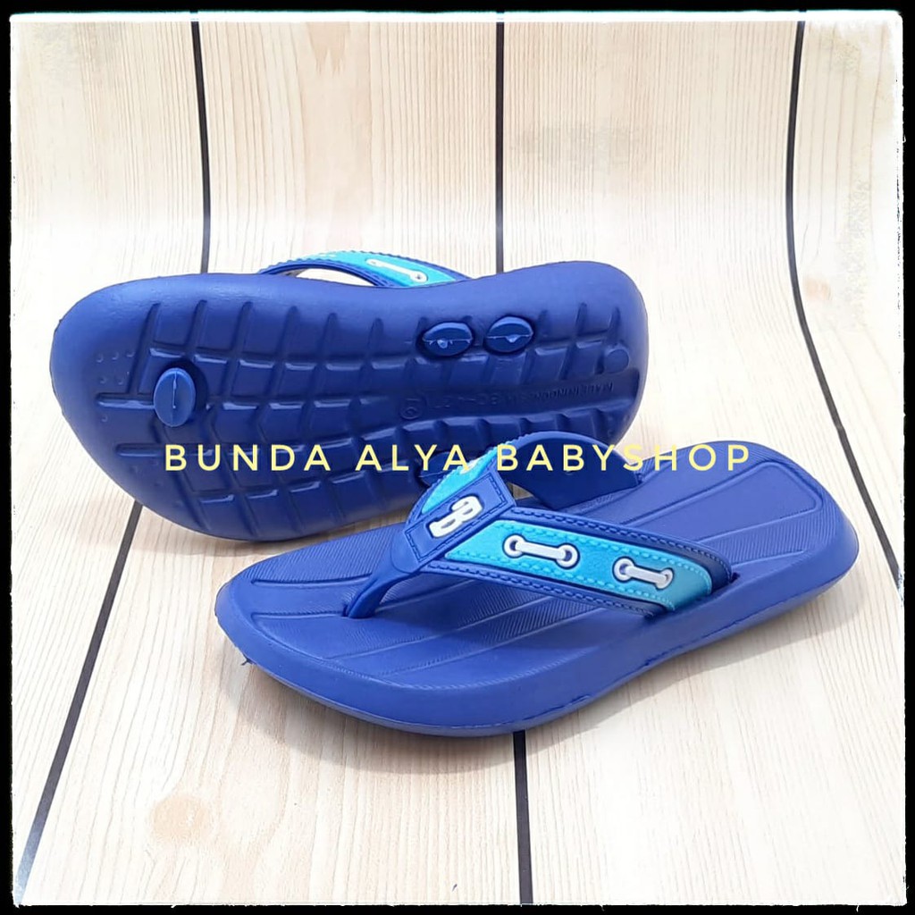 Sendal Anak Laki Jepit Umur 3 4 5 Tahun BIRU Karet Elastis - Sendal Jepit Anak Cowok Karet Anti Licin Balacca Size 24 - 29