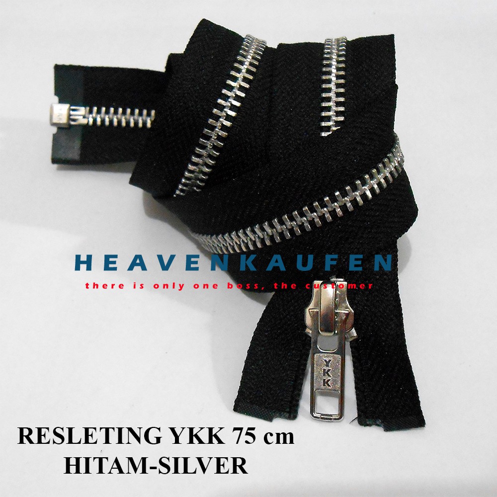 Resleting/Zipper Jaket YKK Besi 75 cm Hitam-Silver