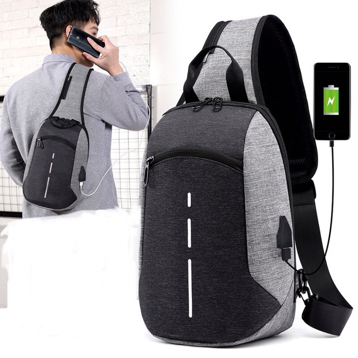 Tas Selempang Usb Anti Maling Tas Pria Import 819