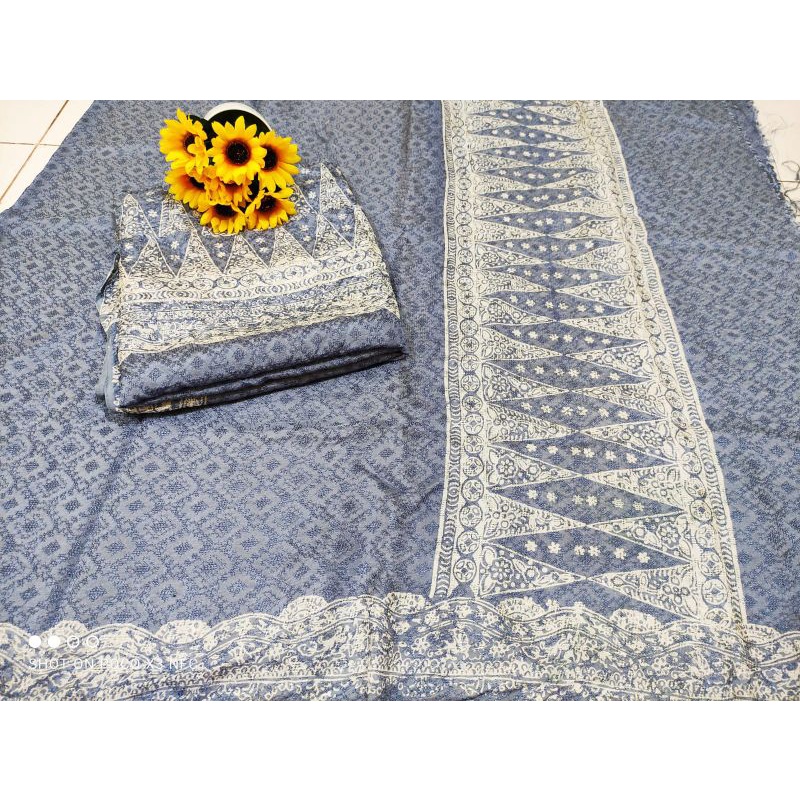 KAIN BATIK CAP JUPRI PALEMBANG KOSONGAN SET SEMI SUTRA TRUSMI CIREBON