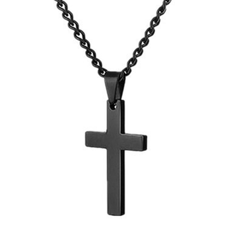 Pria / Wanita Fashion Kalung Salib Yesus Glossy Perak Emas Hitam