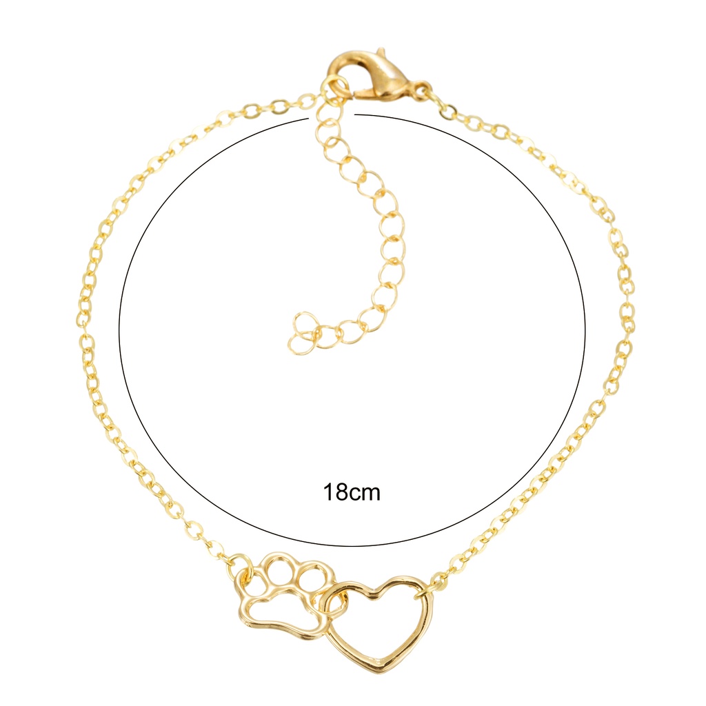 Hu Hu Hu Hu Hu Alat Bantu Pasang Kacamata♡ Gelang Rantai Motif Print Hati Dan Cakar Anjing Untuk Wanita