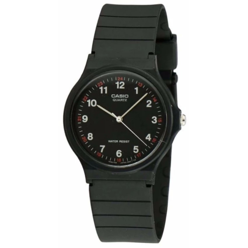 Casio General MQ-24-1B / MQ24-1B / MQ-24 Jam Tangan Unisex Analog Karet Hitam Angka (Dapat Box Mika)