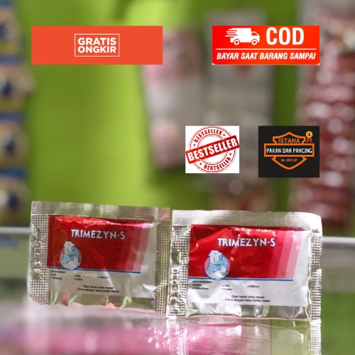 TRIMEZYN-S TRIMEZYN 10 GRAM MEDION OBAT AYAM BURUNG BEBEK UNGGAS SAKIT KORISA CRD KOLERA NGANTUK FLU