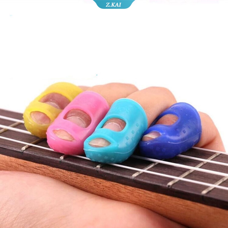 5pcs Pelindung Jari Tangan Kiri Ultra Tipis Bahan Silikon Untuk Gitar Ukulele