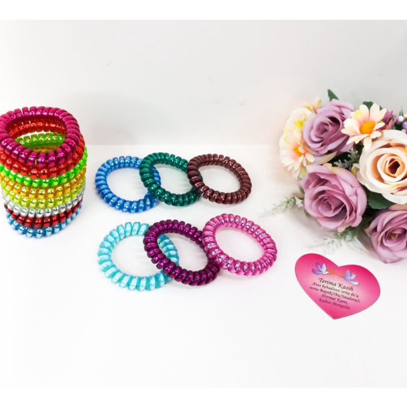 Ikat Rambut Spiral Isi 12Pcs Kunciran Rambut