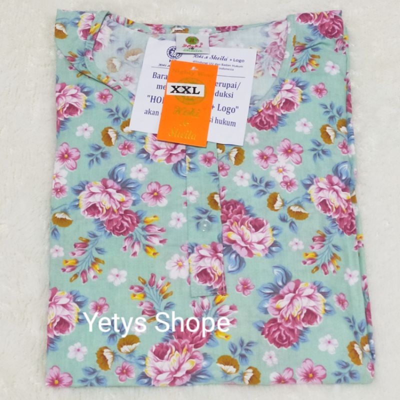 Hoki&Sheila Jumbo LD120 C3/4 Baju Tidur Piyama Fit XXL [Part 1]-2Mawar Hijau