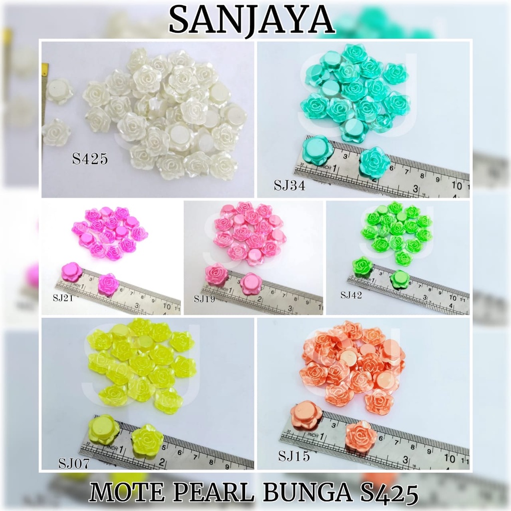 MOTE PEARL / MANIK BUNGA AKRILIK / MANIK PEARL BUNGA MAWAR / MOTE PEARL BUNGA S425