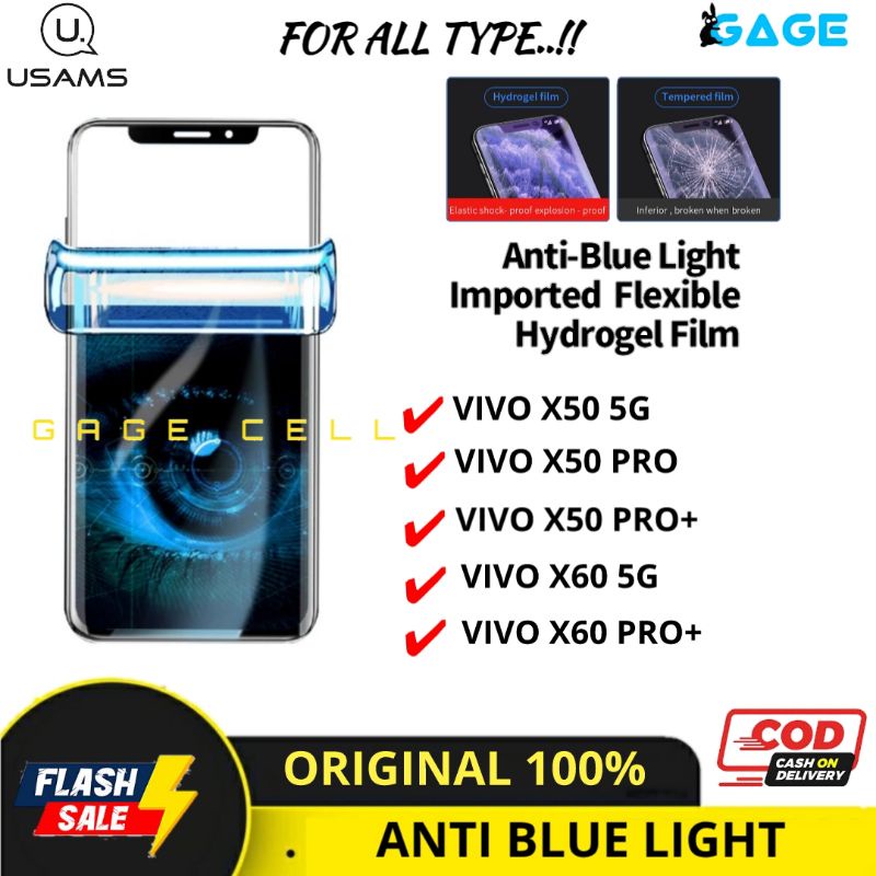 USAMS - HYDROGEL ANTI GORES BLUE LIGHT X50 X60 PRO PLUS 5G FULL LAYAR SCREEN GUARD PROTECTOR