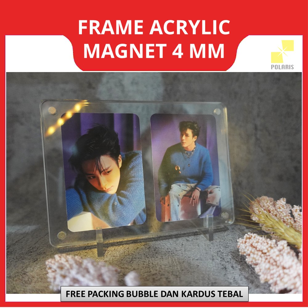 FRAME AKRILIK STAND TABLE TEBAL 4 MM-ACRYLIC FRAME MAGNET PC/PHOTOCARD IDOL KPOP-BINGKAI FOTO AKRILIK BENING PAJANGAN MEJA