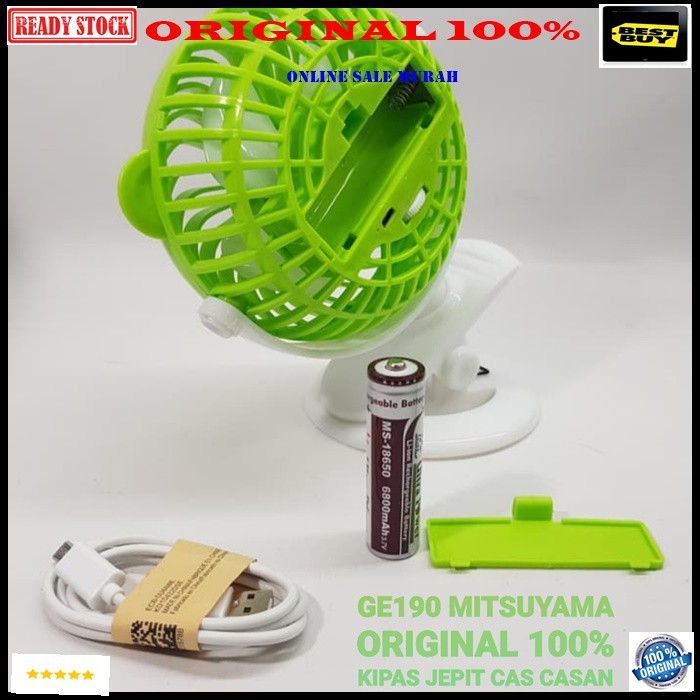 G190 Mitsuyama original 100% kipas angin jepit portable fan mini usb cas casan 2in1 baterai charge pendingin duduk table meja  BISA SAMBIL COLOK NYALA NYA  BISA JG PAKAI BATERAI CAS  BATERAI BISA DILEPAS MENGGUNAKAN BATERAI JENIS POWERBANK 1PCS  2-3