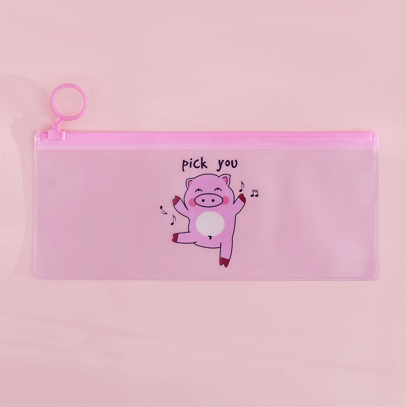 Tempat Pensil unik motif Transparan Sumikko Gurashi motif zipper-Pig Pick You