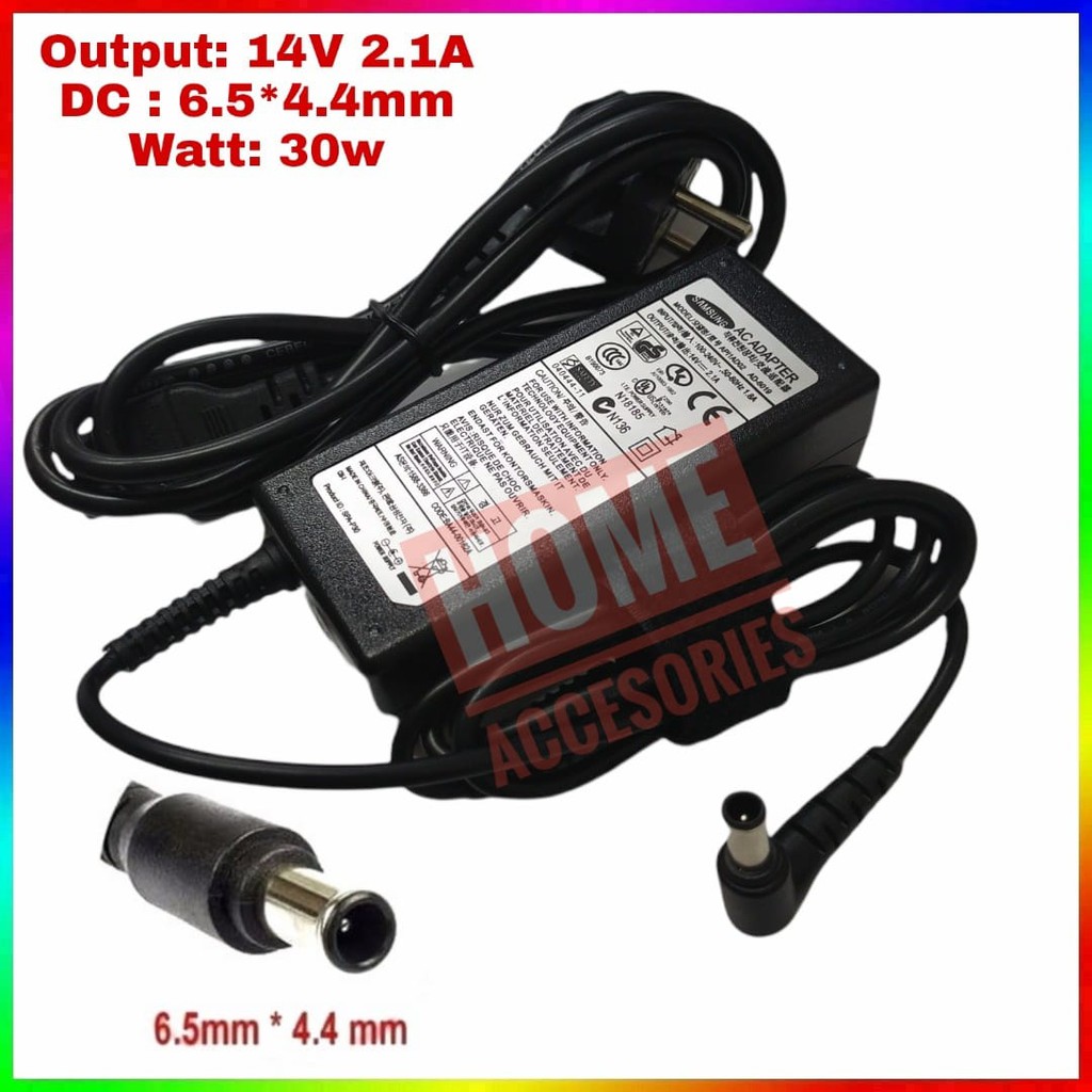 Adaptor Charger Casan Monitor TV LED LCD Samsung 15" 17" 18" 19" 20" 22" 23" 24" 27" 14V 2.1A 6.5*4.