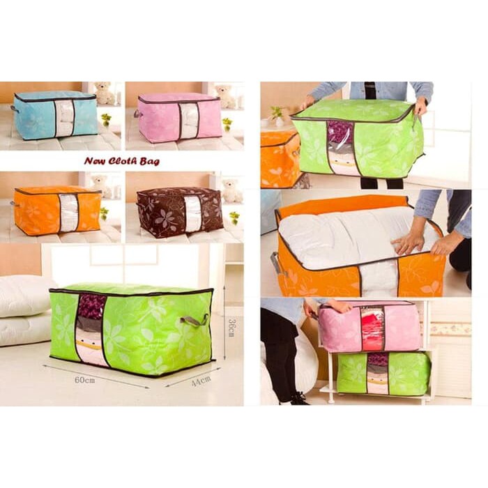 Igrosir Storage bag flower Tas jumbo Box tempat Pakaian baju laundry Bed cover Selimut Serbaguna