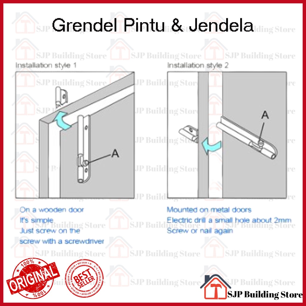 Grendel Stainless Stanlis Tebal Selot Pintu Selot Jendela Kunci Pintu Grende ANTI KARAT