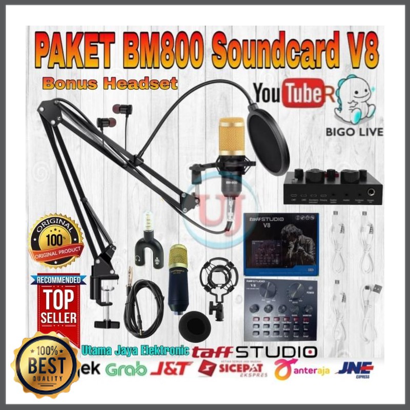 Paket Komplit Mic BM800 Soundcard Mixer V8 Stand Mic Pop Filter - V8 Plus GU-5117-1112
