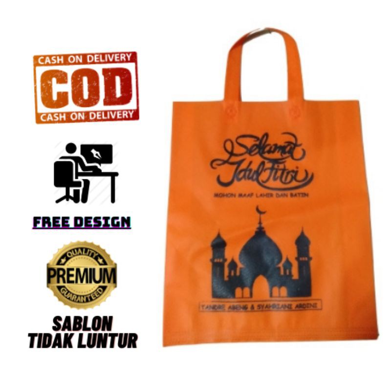 SABLON TAS SPUNBOND / GOODIEBAG UK 25*35 - 30*40 - 38*45 Min order 50pcs kelipatan