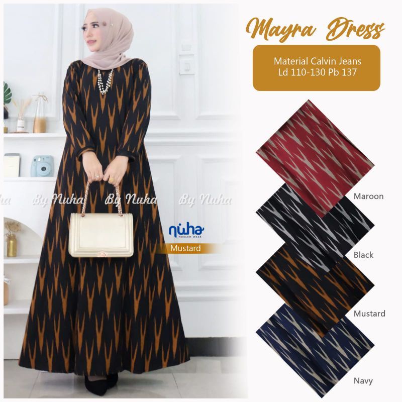 Mayra Dress - Gamis Calvin Jeans Terbaru LD110+ / Fayuo Maxy  / R.27 - 023-6593