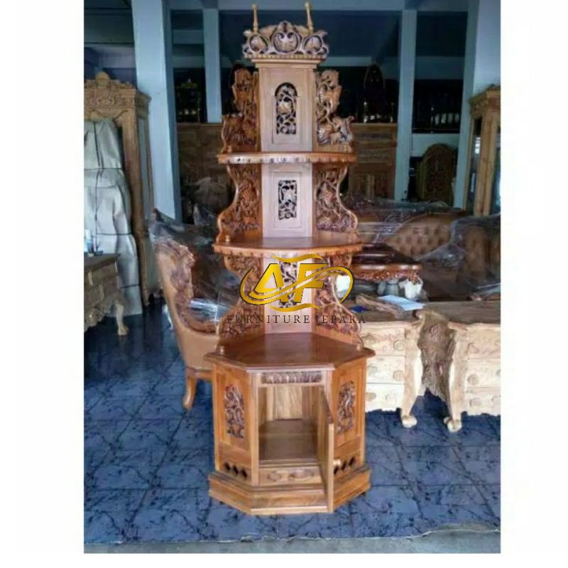rak sudut pojok,rak hias ukiran jati,rak buku rak mebel jepara