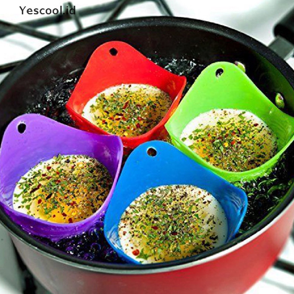 4pcs / Set Alat Cangkir Panci Telur Rebus Bahan Silikon Anti Lengket