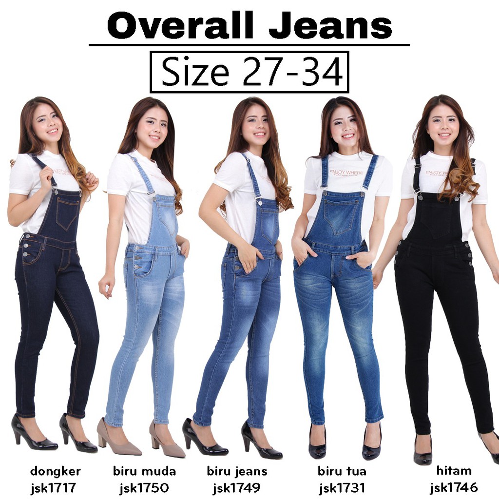  UKURAN  27 34  Celana  Panjang Overall Jeans  Wanita  Model 