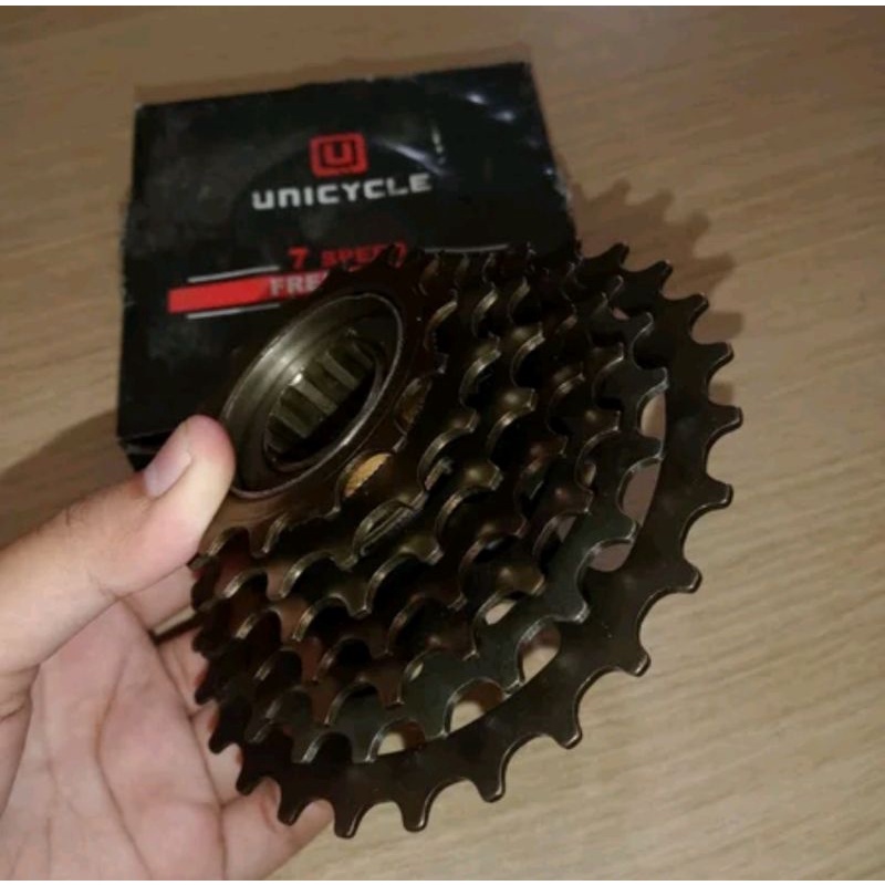 Gir Freewheel gear susun Sprocket 7speed Drat Ulir Merk Unicycle 7sp 14T-28T compatible Sepeda mtb federal seli folding bike lipat