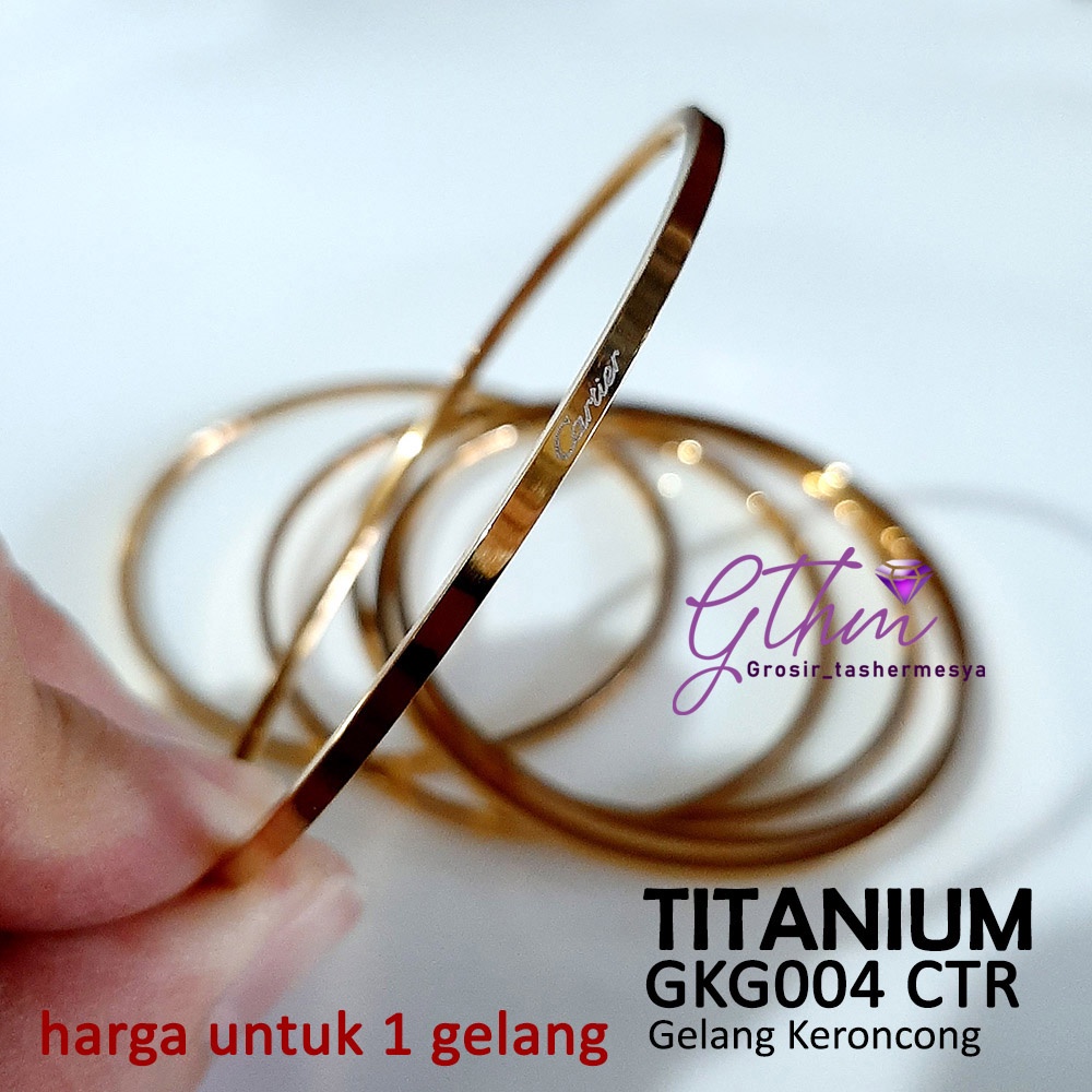 titanium gelang tangan wanita keroncong harga satuan anti karat anti alergi gkg004 gthm perhiasan emas import