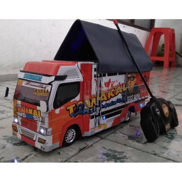 Miniatur Truk Canter RC Tawakal Indonesia Pakai Remote Control Variasi Lampuan+Terpal