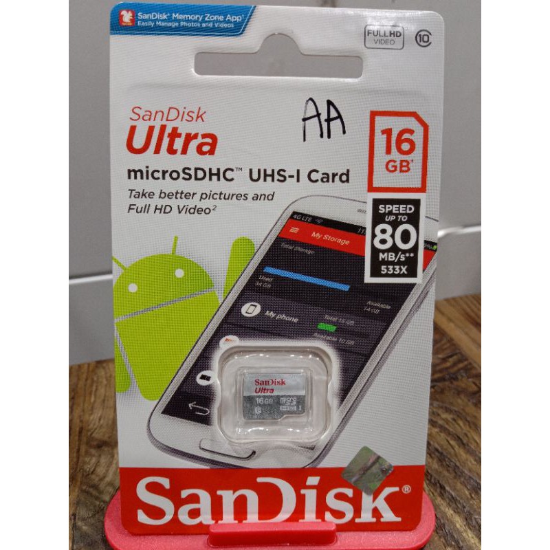 memory Sandisk 16GB class 10 80mbps original.