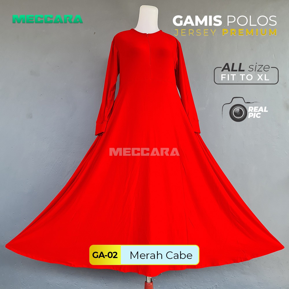 Gamis Polos Bahan Jersey Premium - Gamis Polos Merah Cabe