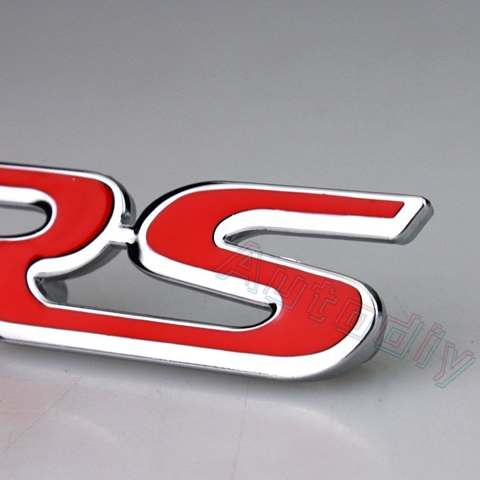 Emblem Logo RS FIT JAZZ GK5 Civic Red Metal RS Logo Front Grille RS Emblem Logo HONDA With Screw Set (9 * 2.5cm) Metal Steel