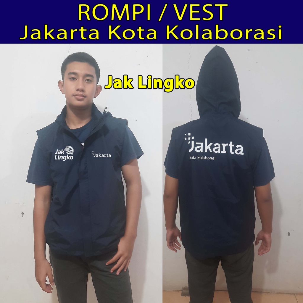 Rompi / Vest Hoodie Jakarta kota kolaborasi warna Navy