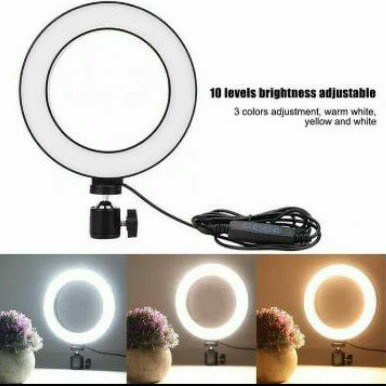 Tripod Lampu Selfie 16CM / Ring Light ED 6 INCHI Free Tripod Besi