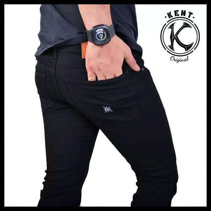 FATK CELANA JEANS PRIA ORIGINAL CELANA LEVIS COWOK CASUAL SLIMFIT PENSIL - HITAM, S 7N8H